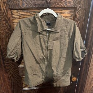 Todd Snyder Men's Olive Green Zip-Up Shirt
